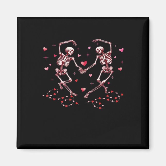 Skeletons Holding Hands Heart Valentines Day Desig Magnet (Front)