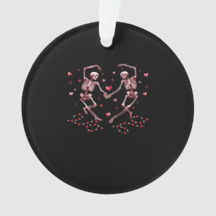 Skeletons Holding Hands Heart Valentines Day Desig Ornament