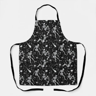 Skeletons in space background apron