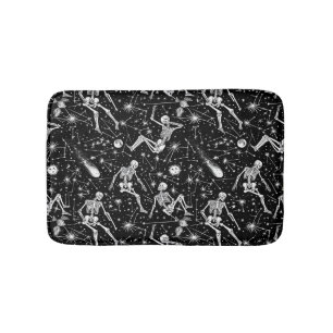 Skeletons in space background bath mat