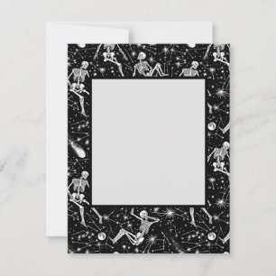 Skeletons in space background holiday card