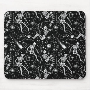 Skeletons in space background mouse pad