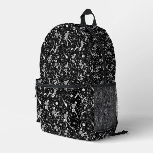Skeletons in space background printed backpack