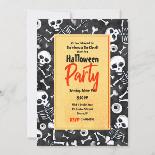 Skeletons in the Closet Halloween Party Invitation