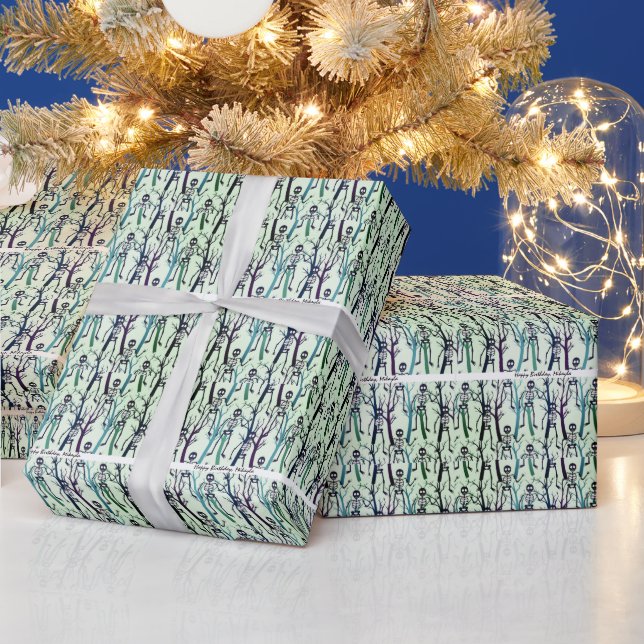 Skeletons in Trees Wrapping Paper (Holidays)