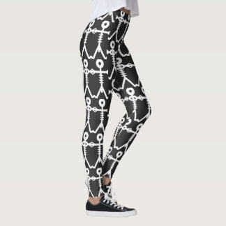 Skeletons Love Icon Black And White Leggings