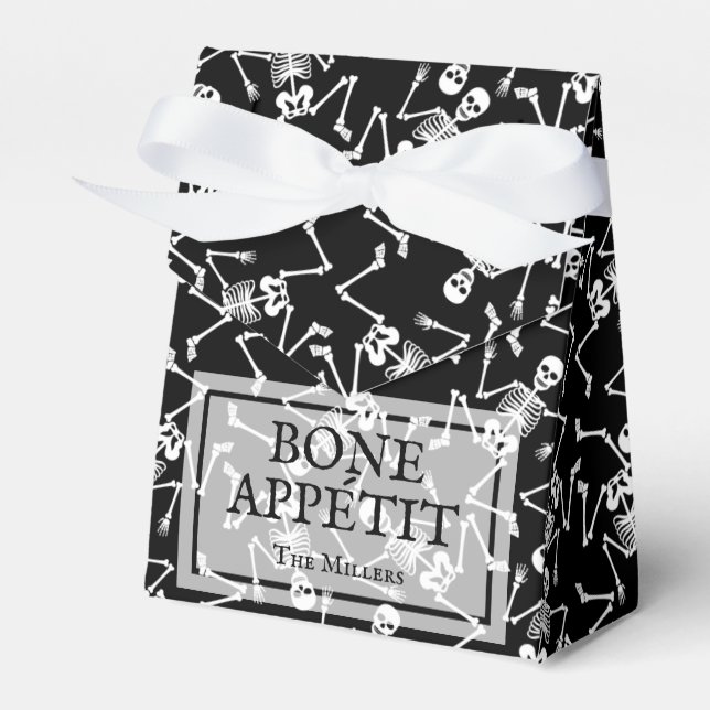 Skeletons on Black Halloween Favour Box (Front Side)