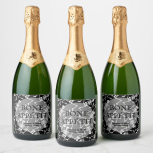 Skeletons on Black Sparkling Wine Label