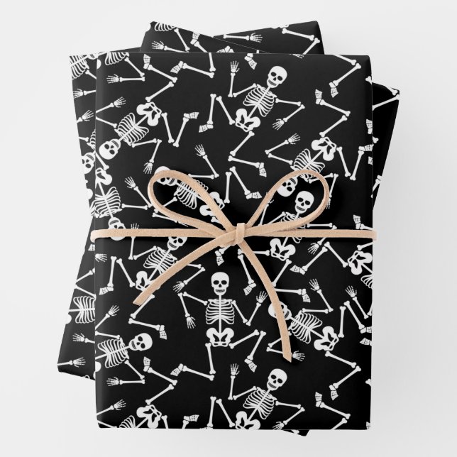 Skeletons on Black Wrapping Paper Sheet (In situ)