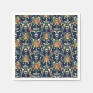 Skeletons Pattern Spooky Cool Halloween Party Napkin