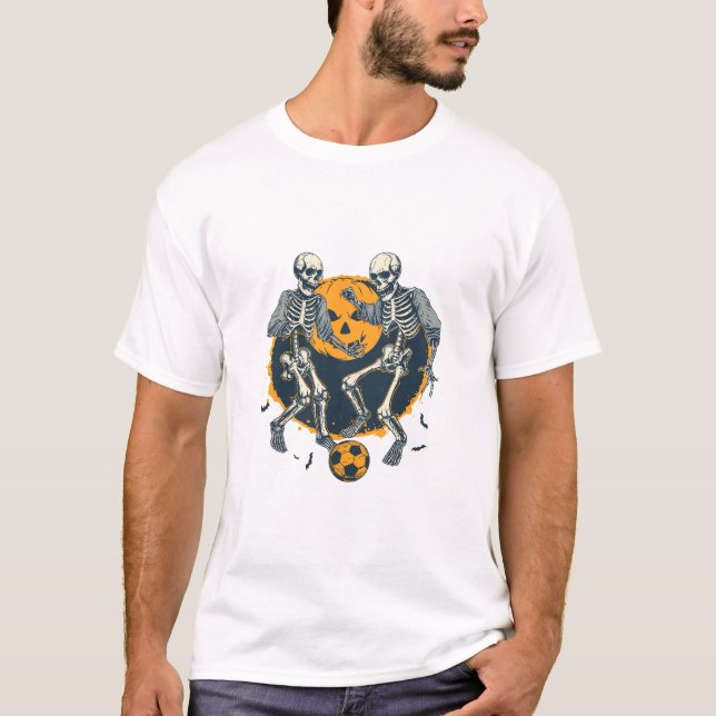Skeletons playing soccer with Halloween T-Shirt (Front)