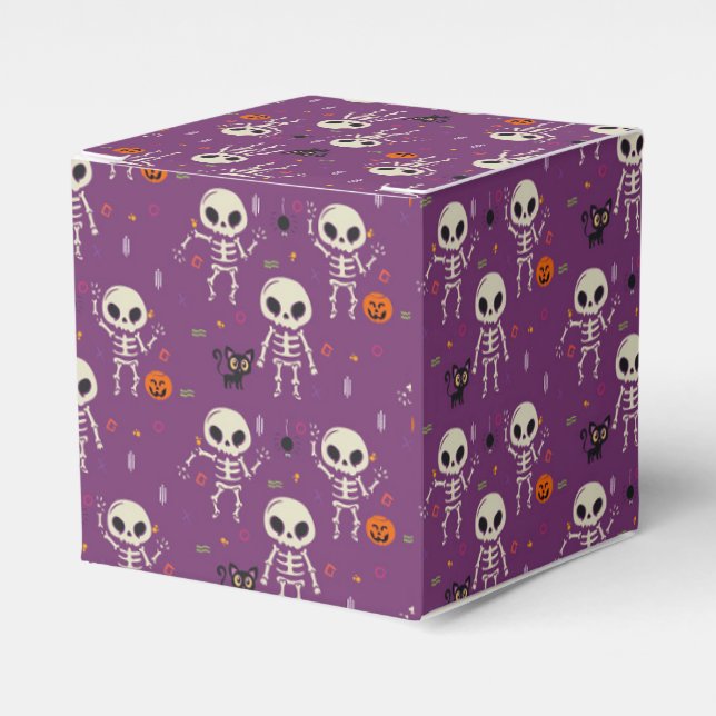 Skeletons, Pumpkins and Black Cats Favour Box (Front Side)