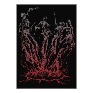 Skeletons Rising from Flames Photo Print