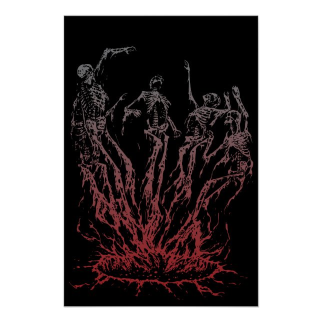 Skeletons Rising from Flames Poster (Front)