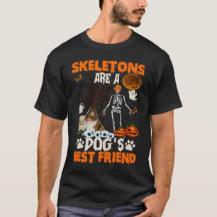 Skeletons Shetland Sheepdog Is Friends Funny Hallo T-Shirt