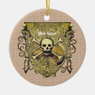 Skeletons Shield  Ceramic Ornament