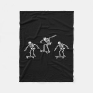 Skeletons Skateboarding Funny Halloween Skateboard Fleece Blanket