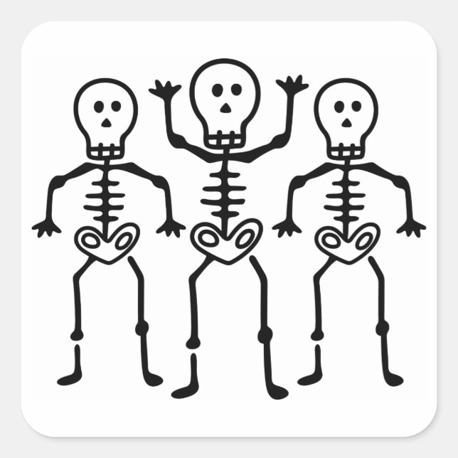 Skeletons Square Sticker (Front)