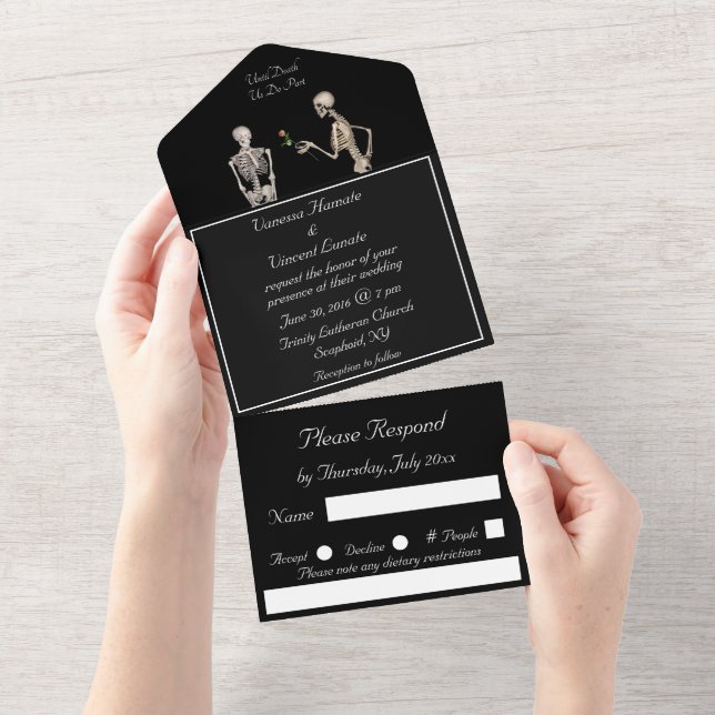 Skeletons Until Death Do Us Part All In One Invitation (Tearaway)