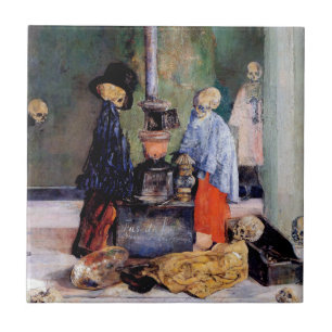 Skeletons Warming Themselves Tile