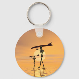 Skeletons with surfboards key ring