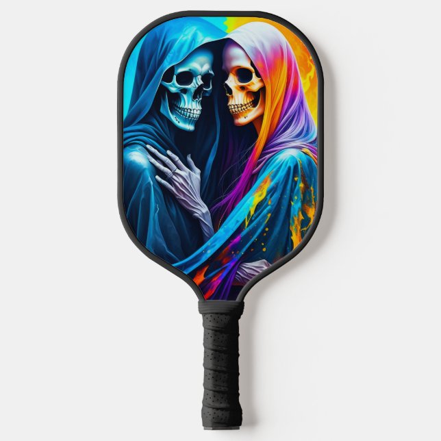 Skeletons Wrapped in a Rainbow Personalised Pickleball Paddle (Front)