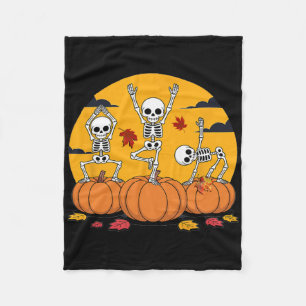 Skeletons Yoga Dancing Halloween Fleece Blanket