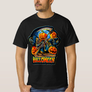 Skelton Angel of Death Halloween Pumpkin Crows T-S T-Shirt