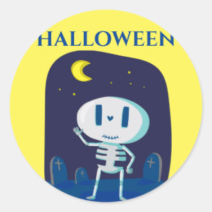 SKELTON halloween sticker. Classic Round Sticker
