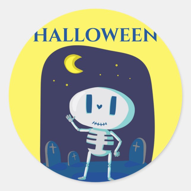 SKELTON halloween sticker. Classic Round Sticker (Front)