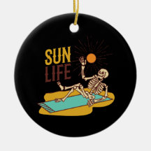 Skelton laying in the sun on a 