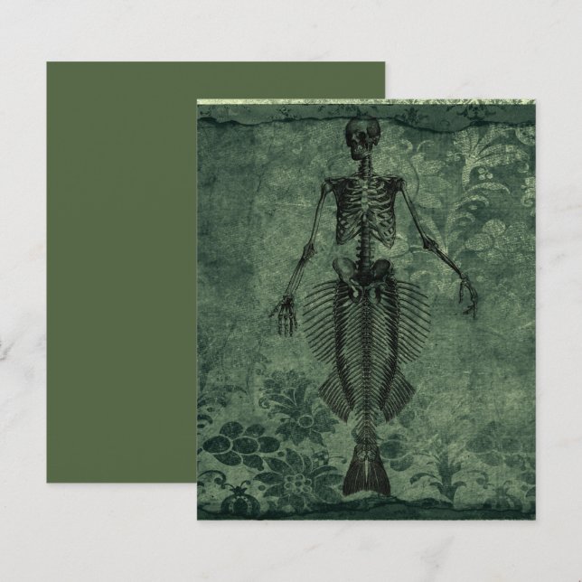 Skelton Mermaid Scrapbook Paper (Front/Back)