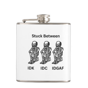Skelton stuck on a hip flask