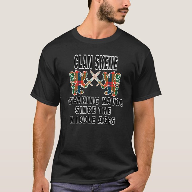 Skene Scottish Tartan Scotland Family Clan Name T-Shirt (Front)