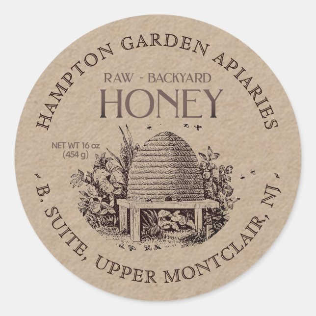 Skep Your Name Here Apiary Honey Jar Label (Front)