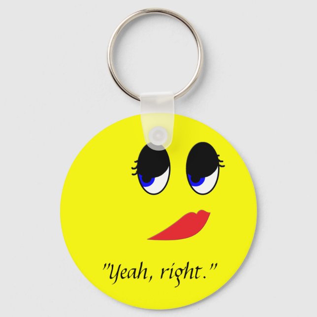 Skeptical Face Key Ring (Front)