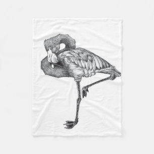 Sketch American BW Flamingo Funny Flamingo Fleece Blanket