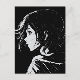 Sketch Anime Manga Girl Portrait Postcard