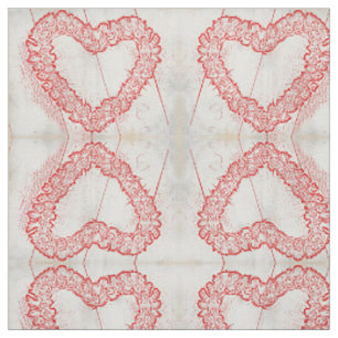 Sketch Art Heart Wreath Fabric