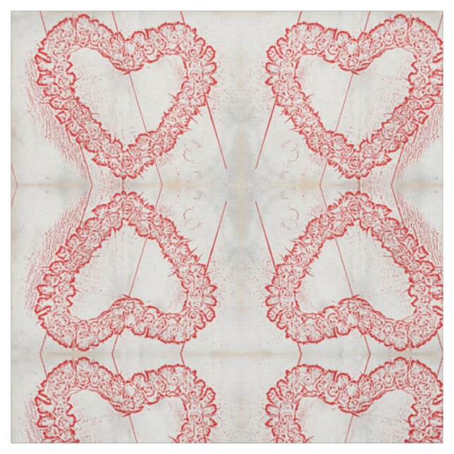 Sketch Art Heart Wreath Fabric (Swatch)