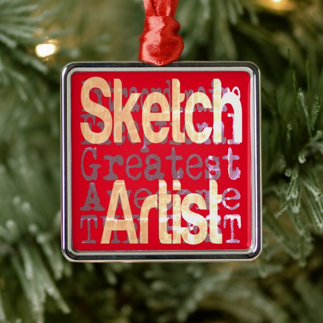 Sketch Artist Extraordinaire Metal Ornament (Tree)