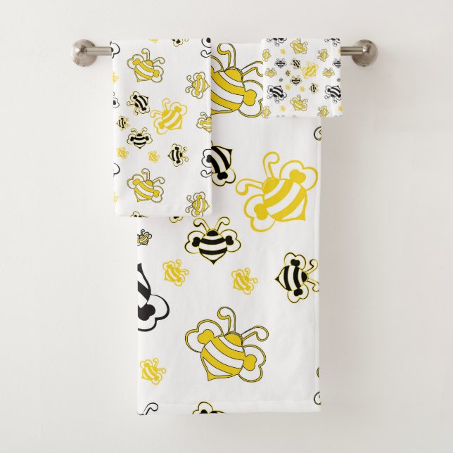Sketch Bees Pattern Bath Towel Set – Artistic Bee (Insitu)