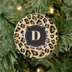 Sketch Classic Leopard Pattern w/ Custom Monogram Ceramic Ornament