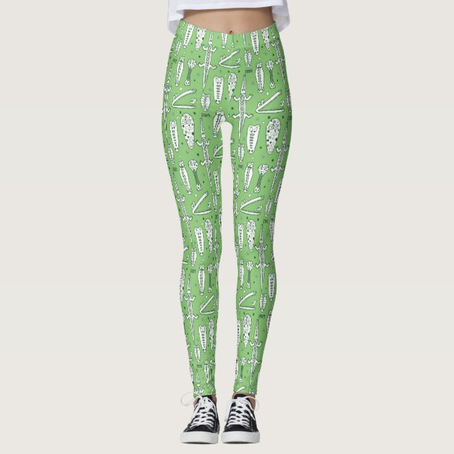 Sketch Crocodile Pattern 2 Leggings (Front)
