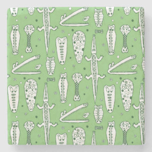 Sketch Crocodile Pattern 2 Stone Coaster