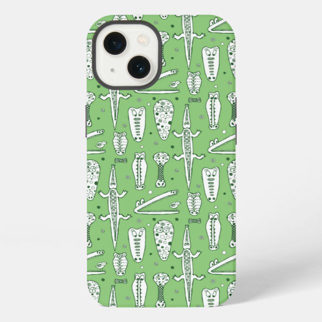 Sketch Crocodile Pattern iPhone Case (Back)
