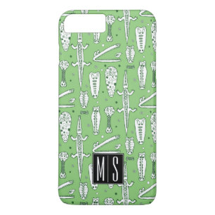 Sketch Crocodile Pattern   Monogram iPhone 8 Plus/7 Plus Case