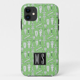 Sketch Crocodile Pattern   Monogram iPhone 11 Case