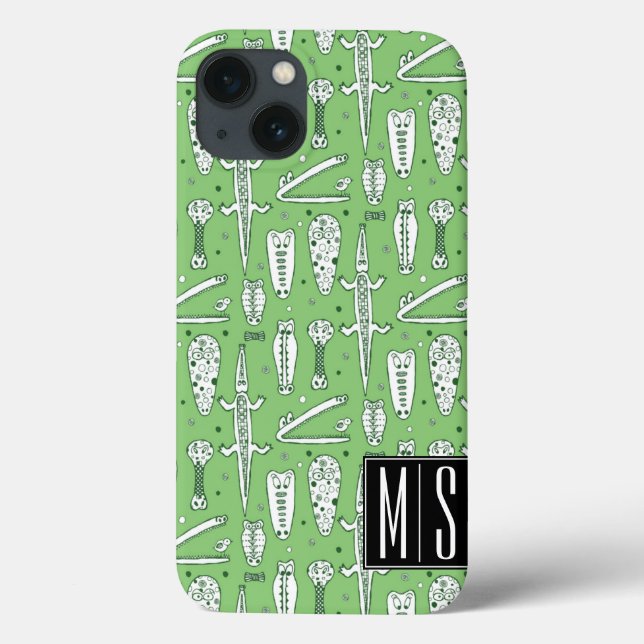 Sketch Crocodile Pattern | Monogram Case-Mate iPhone Case (Back)