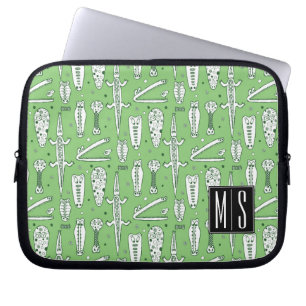 Sketch Crocodile Pattern   Monogram Laptop Sleeve